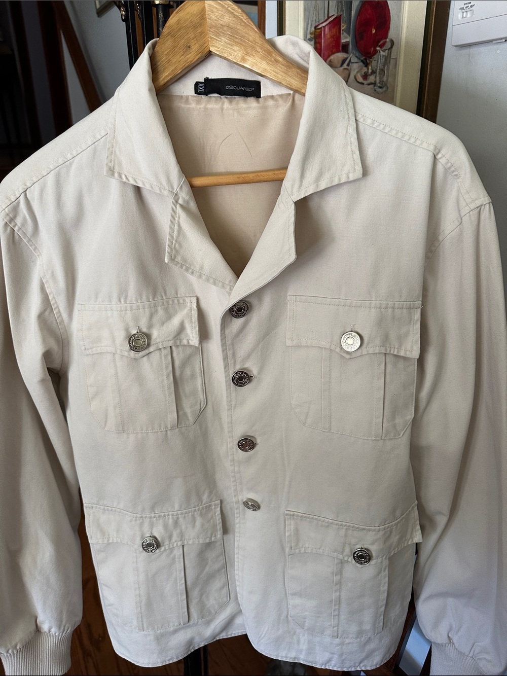 DSQUARED2 Cream Field Jacket with Pocket Detail